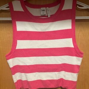 Twik Pink and White Striped Tank Top